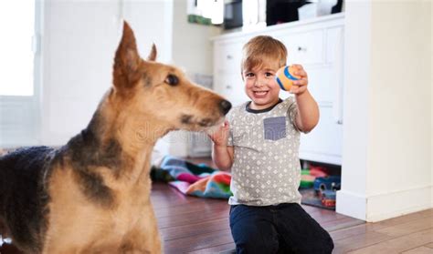 Young Adorable Happy Child Playing Indoors Together with Friendl Stock ...