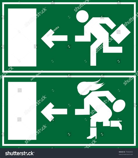 Green Emergency Exit Sign Icon Symbol Stock Vector (Royalty Free ...