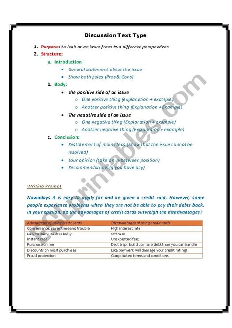 Discussion Text Types - ESL worksheet by nasreddine Sarsar