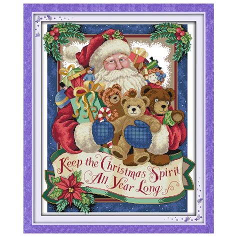 Santa Claus Counted Cross Stitch 11CT 14CT Wholesale Cartoon Cross stitch Sets Stitching ...