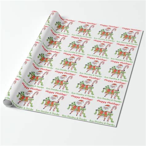 Cute Retro Santa Claus Personalized Wrapping Paper | Zazzle.com