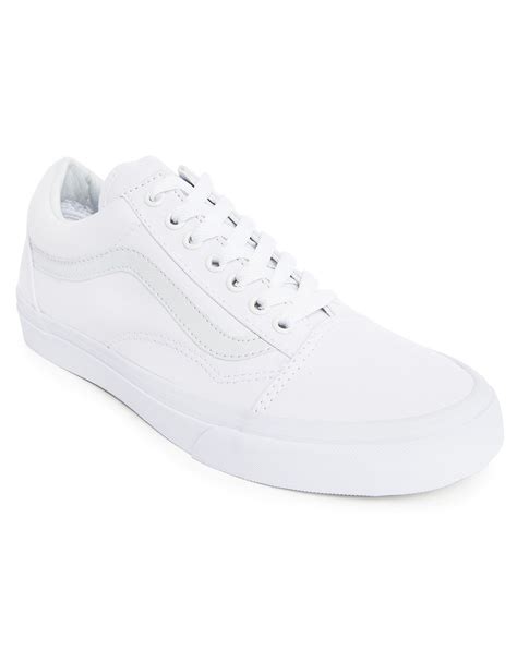 Vans White Old Skool Mono Canvas Sneakers in White for Men | Lyst