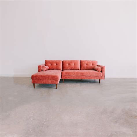 TiffNav Pink Velvet Sectional - Left Facing - Wallaroo's Furniture & Mattresses