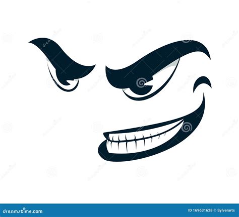 Funny Cartoon Angry Sneering Face Vector Smile Illustration Isolated on ...