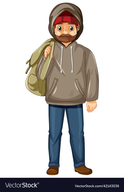 Homeless man cartoon character Royalty Free Vector Image