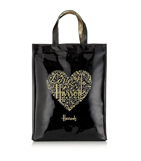 harrods london tote bags | harrods tote shopping bag gold black heart £ ...