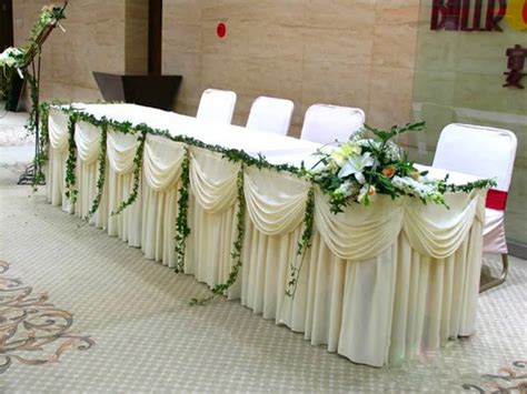 Customized size Wedding banquet table skirting White luxury Cake Table ...