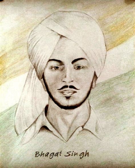 Pencil Sketch of Bhagat Singh - Desi Painters