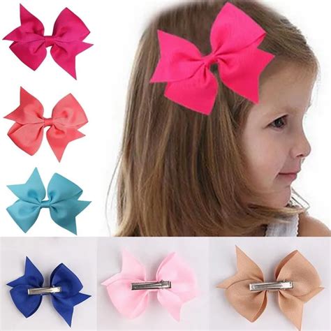 10pcs Solid Ribbon Bow Hair Clip Hair Accessories For Baby Girls ...