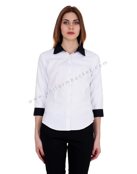 Buy White n Black Uniform Shirt For Women Online @ Best Prices in India ...