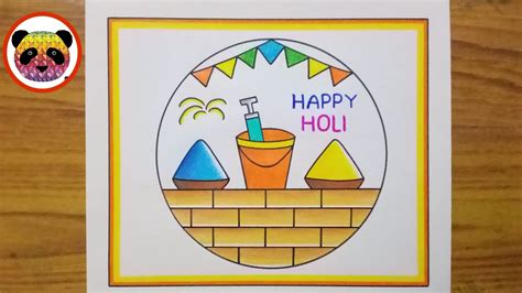 Holi Drawing / Holi Drawing Easy Steps / Holi Festival Drawing / Holi ...