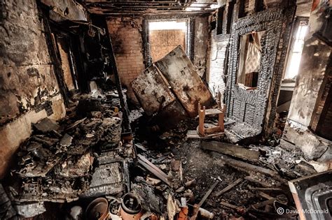 The kitchen in an abandoned house (due to fire damage) where an ...