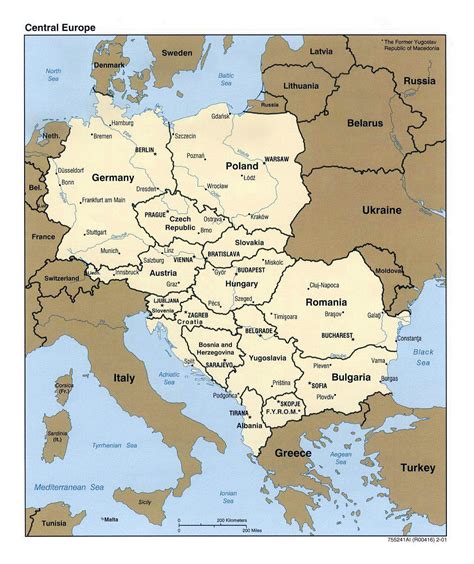 Political map of Central Europe - 2001 | Central Europe | Europe | Mapslex | World Maps