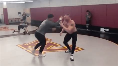 [Video] Brock Lesnar back on the wrestling mats at the University of ...