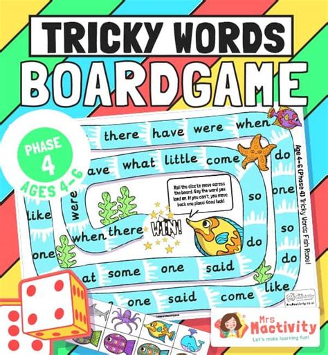 Phase 2 (age 4-5)Tricky Words Board Game – Mrs Mactivity