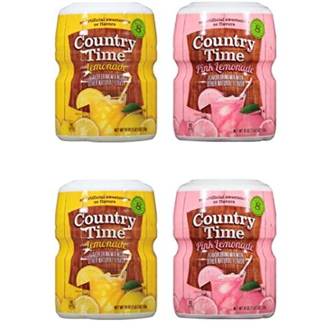 Country Time Lemonade 19 Ounce Drink Mix 2 Flavor Variety Bundle ...