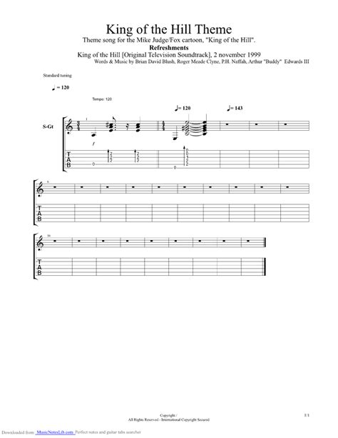 King of the Hill Theme guitar pro tab by b30999e5-2862-4fed-98d2-ff0138643c34 @ musicnoteslib.com