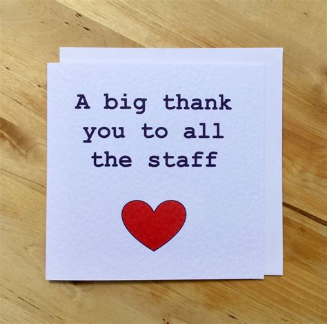 Thank you staff card staff appreciation card staff card | Etsy