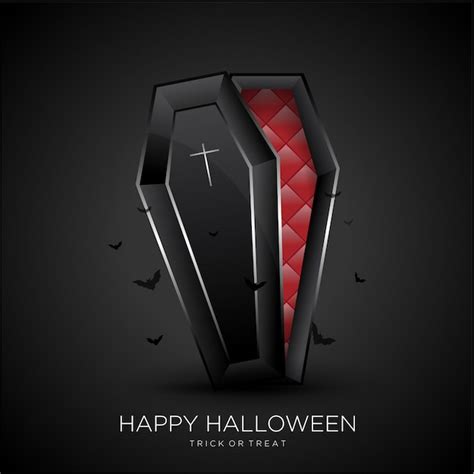 Premium Vector | Happy halloween background with black coffin