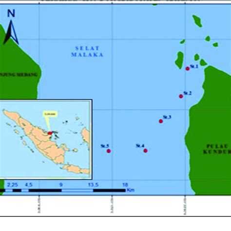 Map of sampling locations in the North-west coast of Kundur Island ...