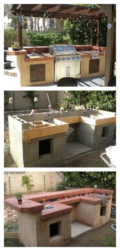 DIY Concrete Cinder Blocks Outdoor Barbecue Kitchen | Outdoor kitchen plans, Backyard kitchen ...