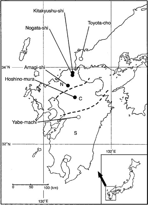 A map of western Japan, showing sample localities in the present study.... | Download Scientific ...