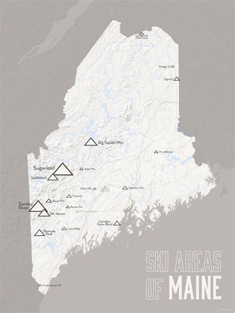 Maine Ski Resorts Map 18x24 Poster | Etsy