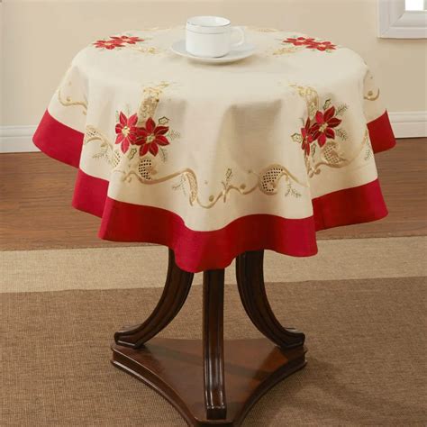 Holiday Christmas Embroidery tablecloth 33X33" RD (85x85cm)-in Tablecloths from Home & Garden on ...