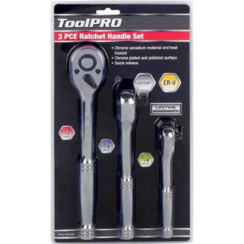 ToolPRO Ratchet Handle Set - 1 / 4 inch / 3 / 8 inch / 1 / 2 inch, 3 Piece | Supercheap Auto