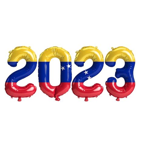 Premium Photo | 3d illustration of 2023 year balloons with venezuela flag isolated on white ...