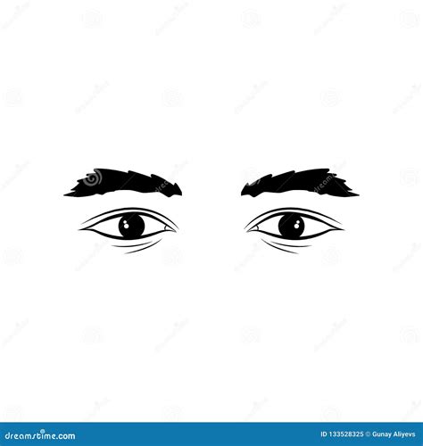 Realistic Man Eyes Black and White Vector Illustration on White Background Stock Illustration ...