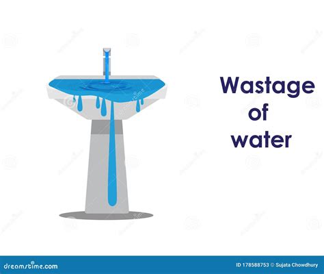 Wastage of Water Theme. Wastage of Water from Running Tap As Sink is Overflow with the Water ...