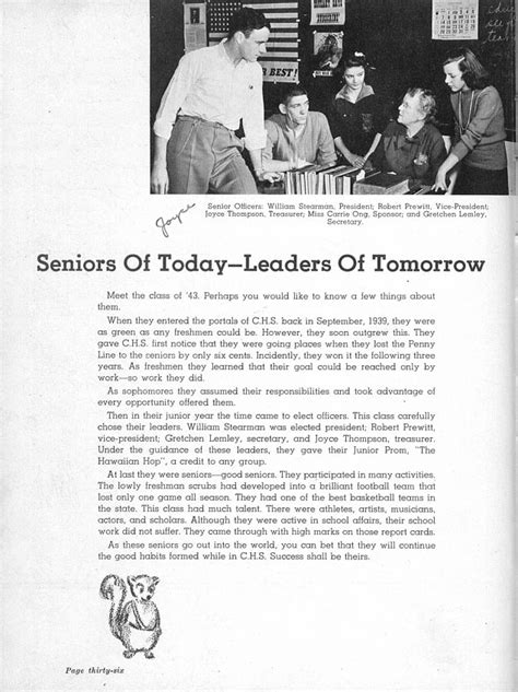 Columbus High School (CHS) 1943 Yearbook (Log) Seniors, Columbus Indiana