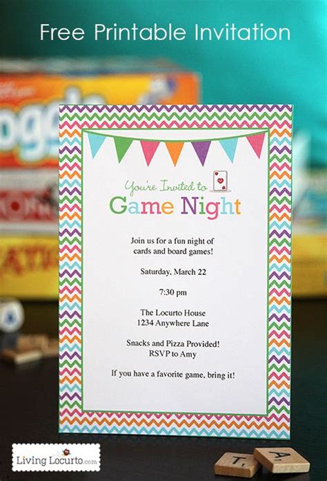 Game Night Party Ideas | Free Printable Invitation | Living Locurto ...