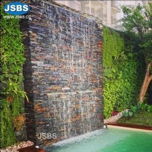 Stone Veneer Wall Fountain | Waterfalls backyard, Backyard pool designs, Pool water features