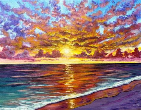 How To Paint Sunset Ocean Acrylic Tutorial Step By Step ADVANCED | The ...