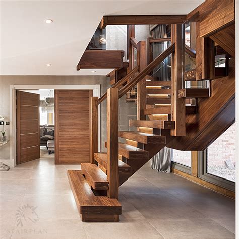 Walnut Staircases | Black Walnut X-Vision Staircase