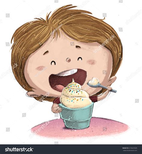 Child Eating Ice Cream Sundae Stock Illustration 419647609 | Shutterstock