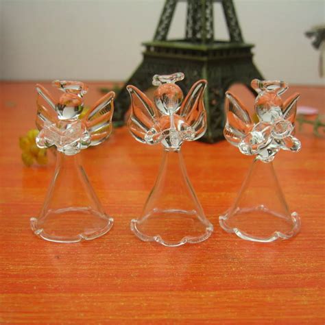 Crystal Transparent Glass Angel Christmas Ornaments Height 5cm x 6 pcs in different style ...