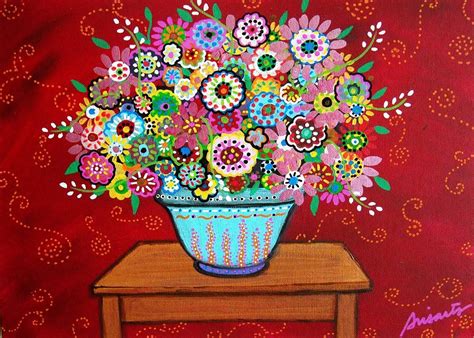 Top Five Folk Art Paintings | Mexican Abstract Folk Art Flowers Blooms ...