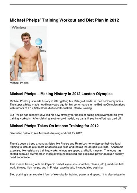 Michael Phelps’ Training Workout and Diet Plan in 2012