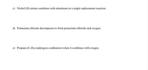 Solved c) Nickel (II) nitrate combines with aluminum in a | Chegg.com