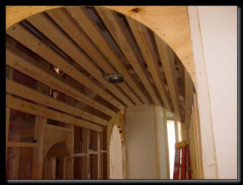 Sheetrock Installation Arched Ceiling and Spiral Staircase