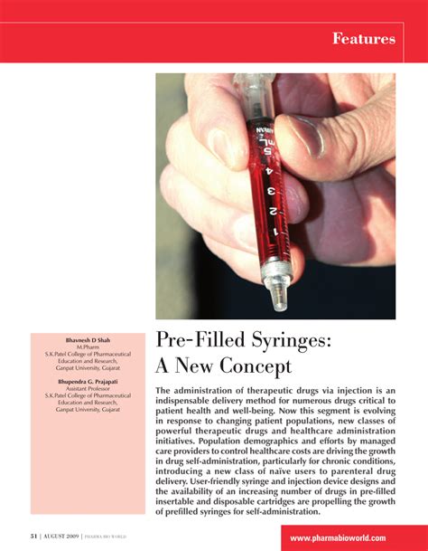 (PDF) Pre-Filled Syringes: A New Concept