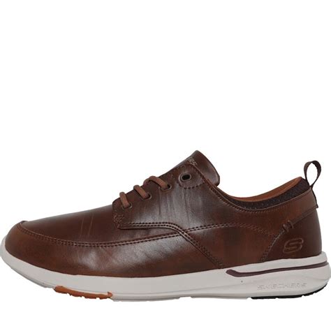 Buy SKECHERS Mens Elent Leven Leather Lace Up Shoes Brown