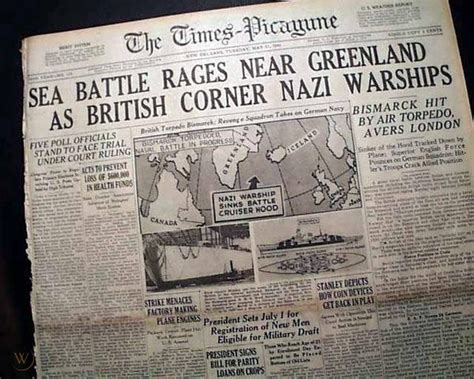 BISMARCK German Battleship Sinking 1941 WWII Newspaper | #38084223