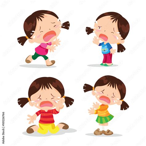 Cute girl crying cartoon Stock Vector | Adobe Stock