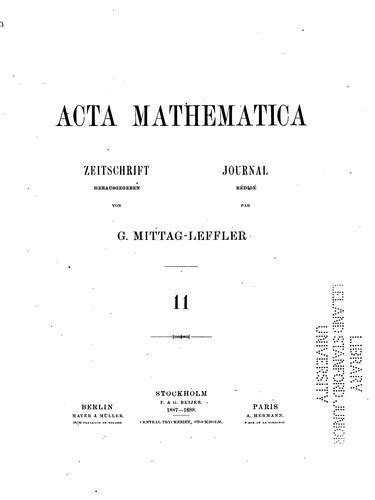 Acta Mathematica (1888 edition) | Open Library