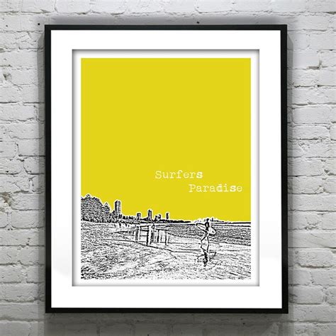 Surfers Paradise Australia Skyline Poster Art Print Beach - Etsy