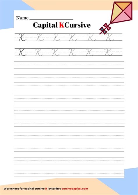 Capital K in Cursive Worksheet and Tutorial